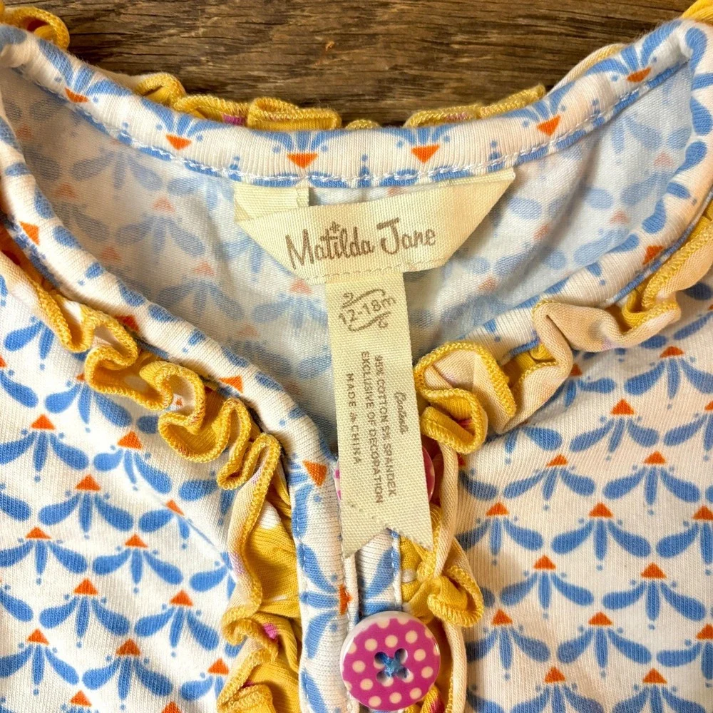 Matilda Jane (Make Believe) Hearth & Home Dress Ruffles Deer Buttons Size 12-18m
